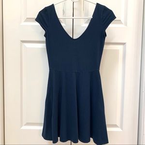 Hollister Navy V Neck Skater Dress S